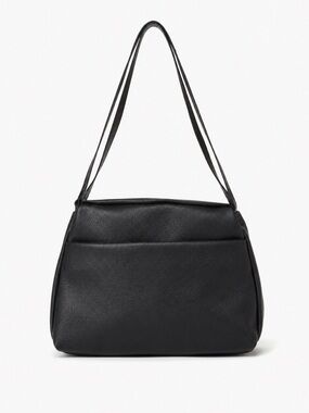 Classic Black Leather-Look Shoulder Bag